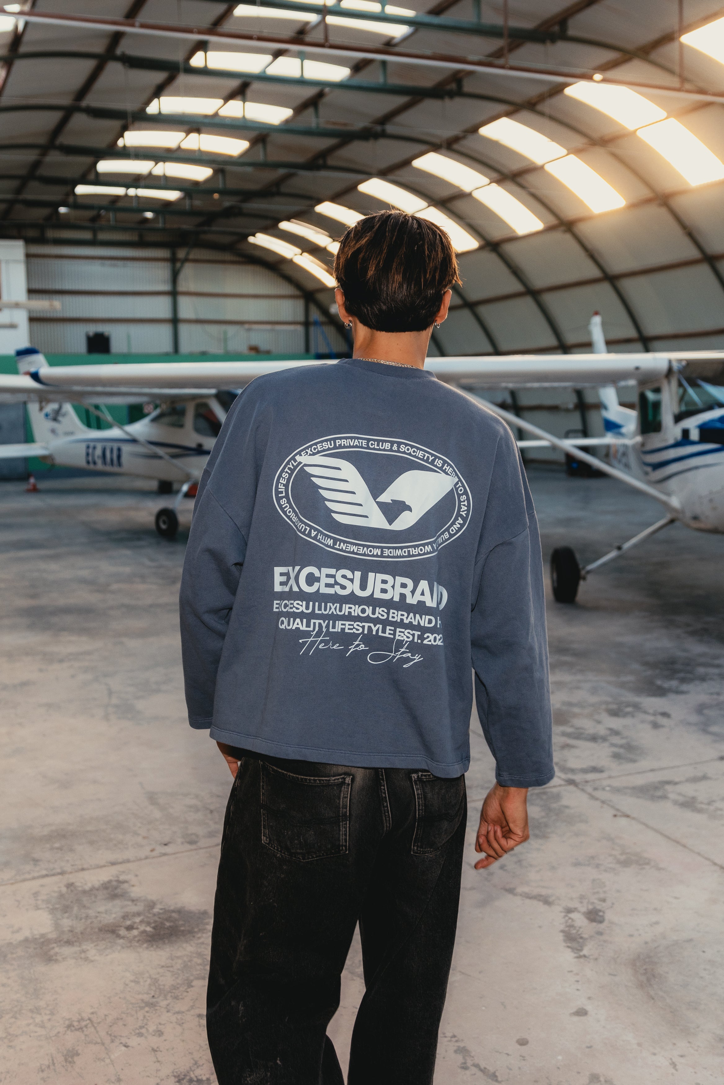 Crewneck Aviation Washed Blue