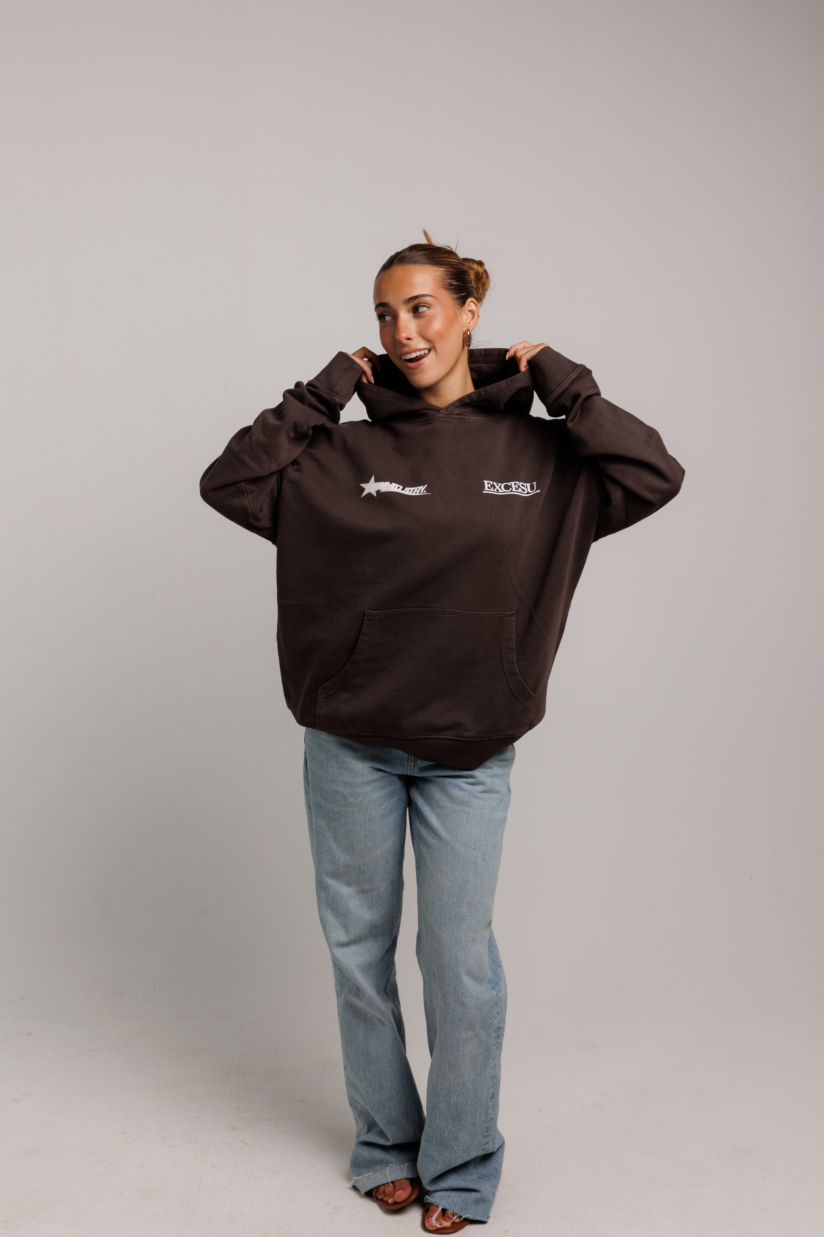 Brown Here To Stay Oversized Sweatshirt