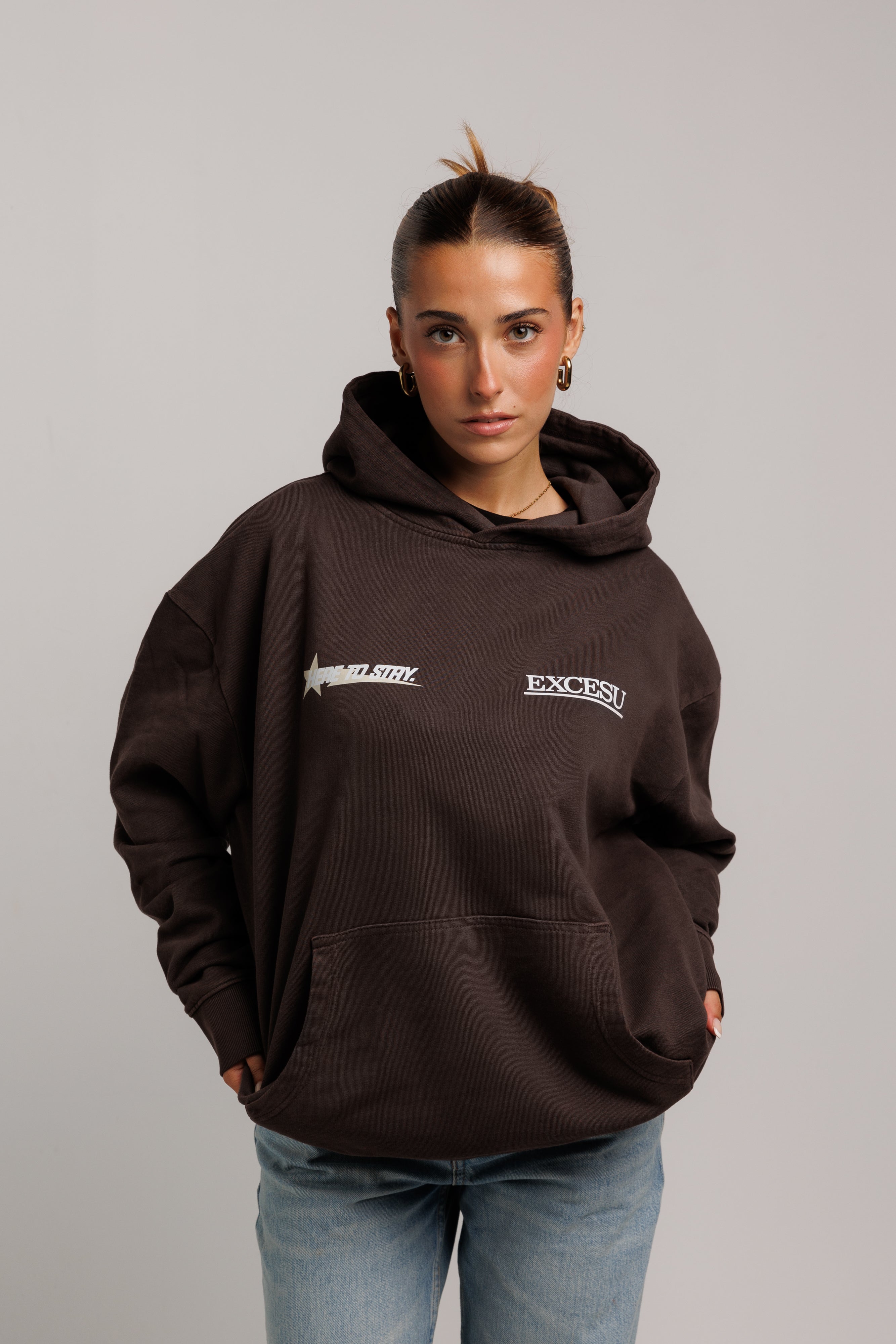 Brown Here To Stay Oversized Sweatshirt
