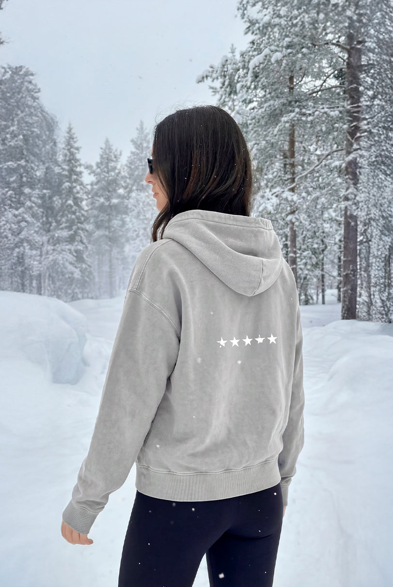 Light Grey Washed Stars Zip-Up