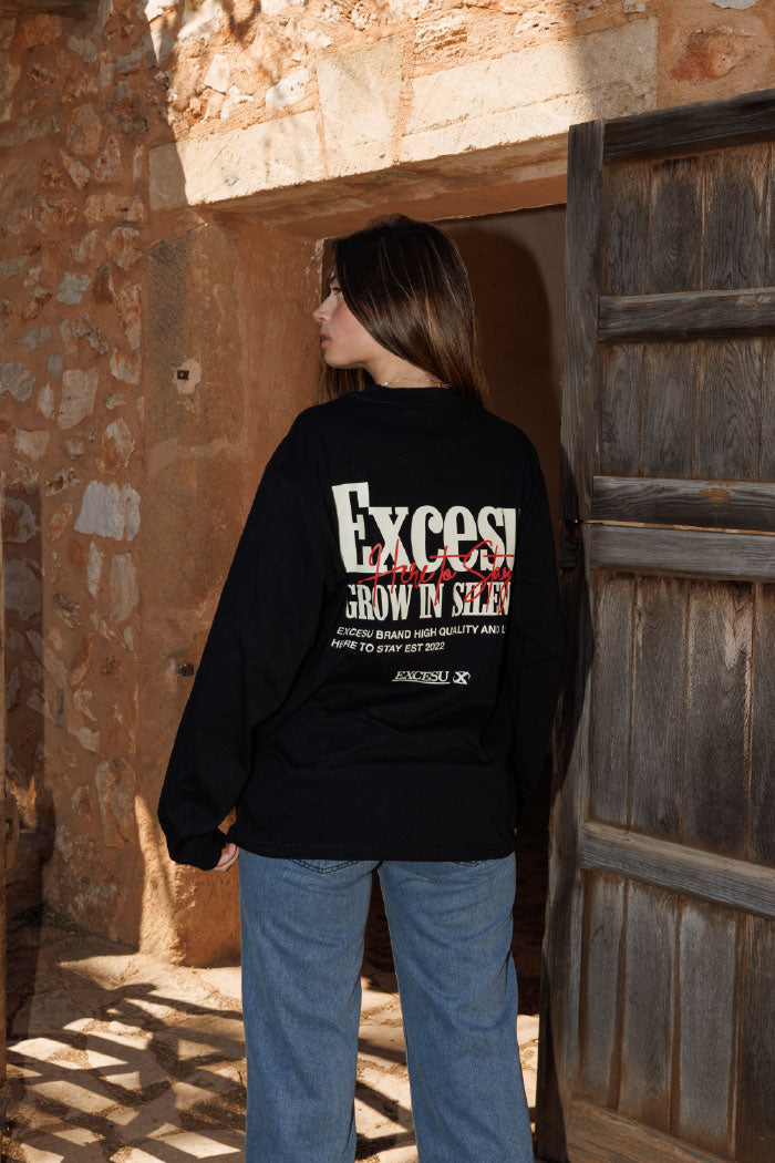 Longsleeve Grow In Silence Negro