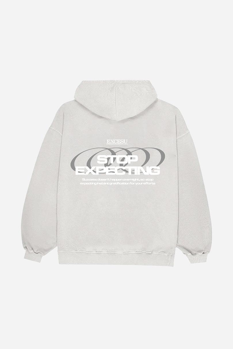 Sudadera Gris Oversized Stop Expecting Excesu