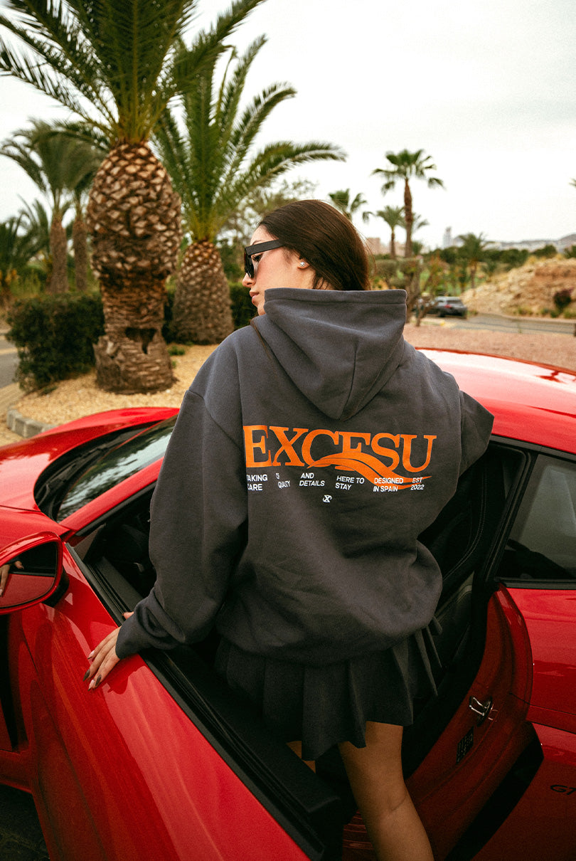 Sudadera Gris Oscuro Ondas Excesu