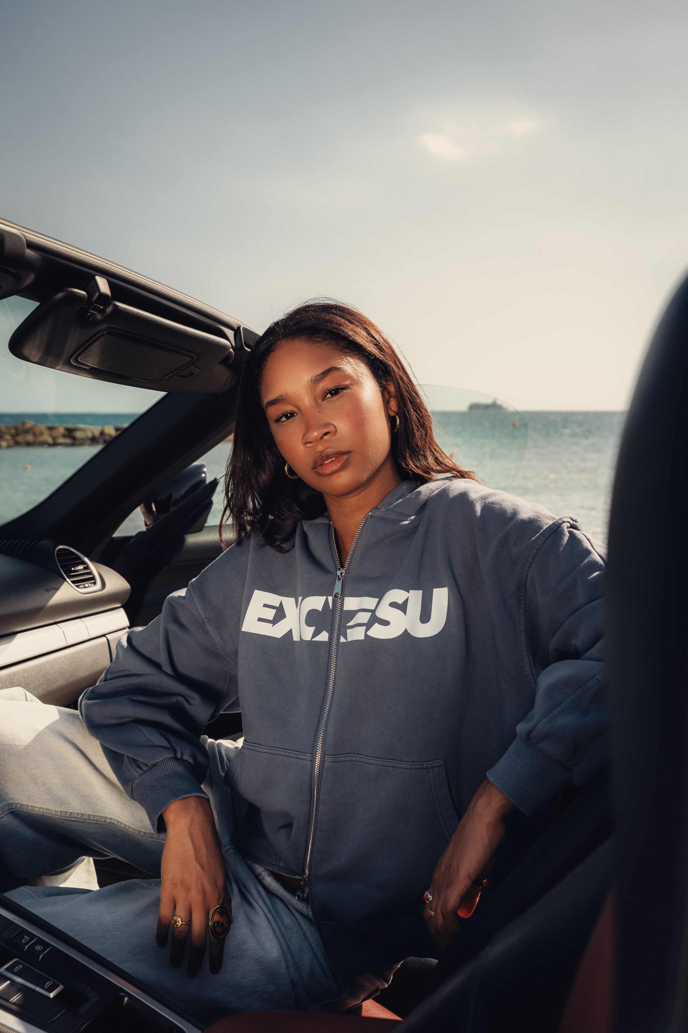 Navy Washed Stars Zip-Up