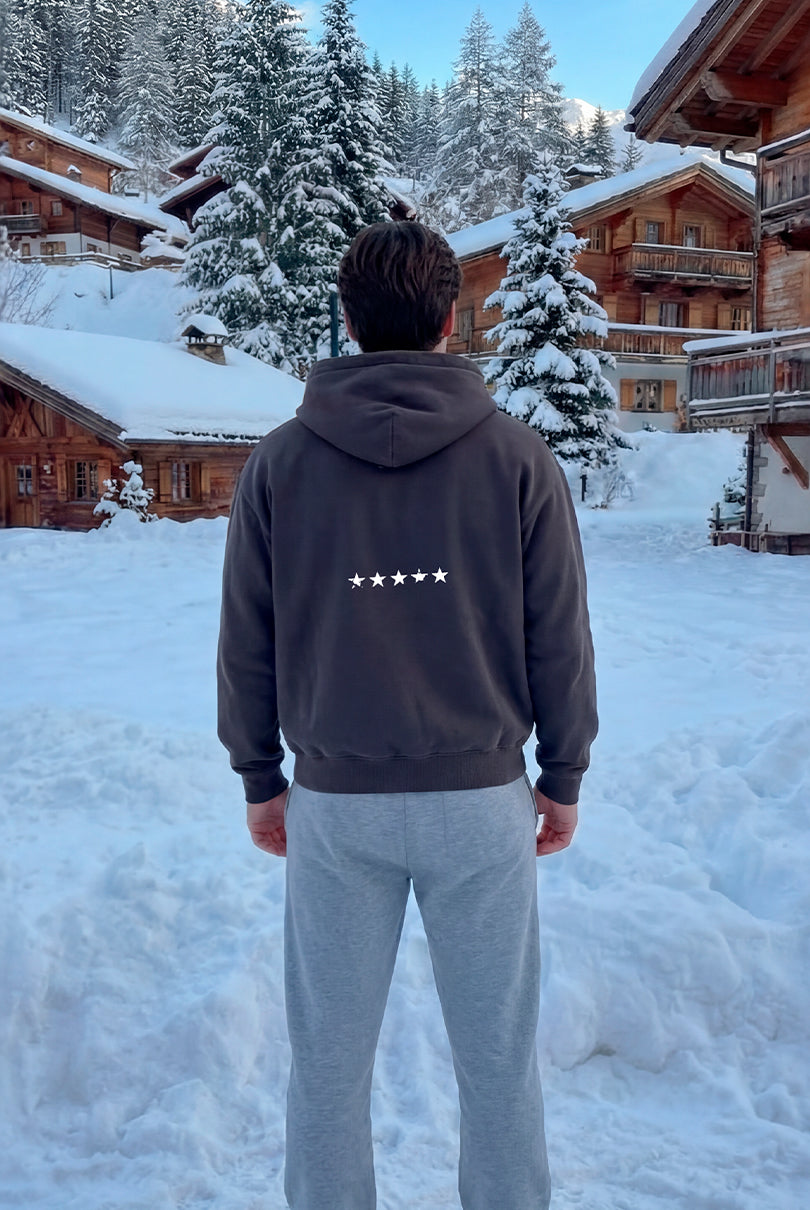 Dark Grey Washed Stars Zip-Up