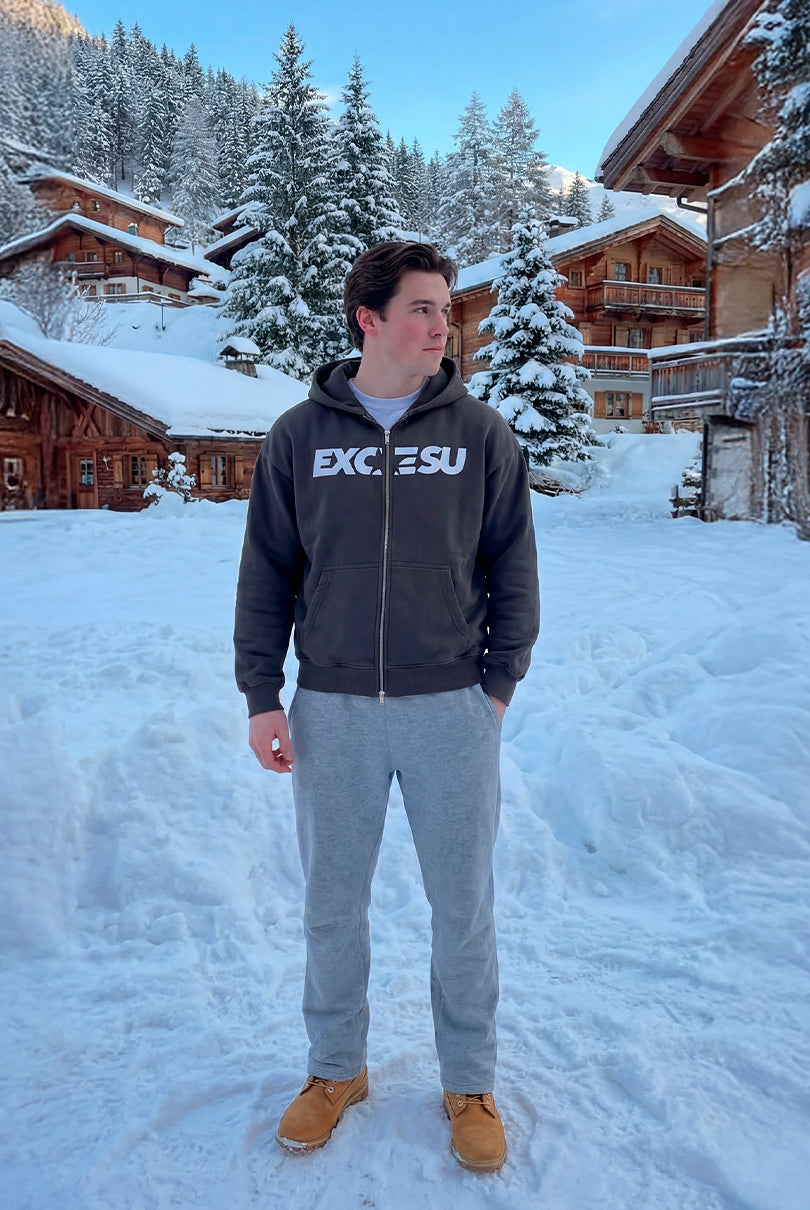 Dark Grey Washed Stars Zip-Up