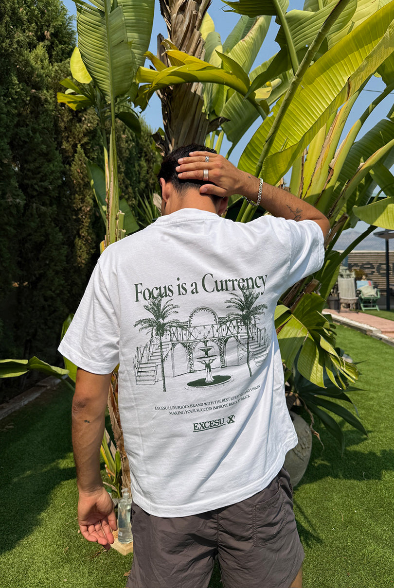 Focus is a Currency White T-shirt