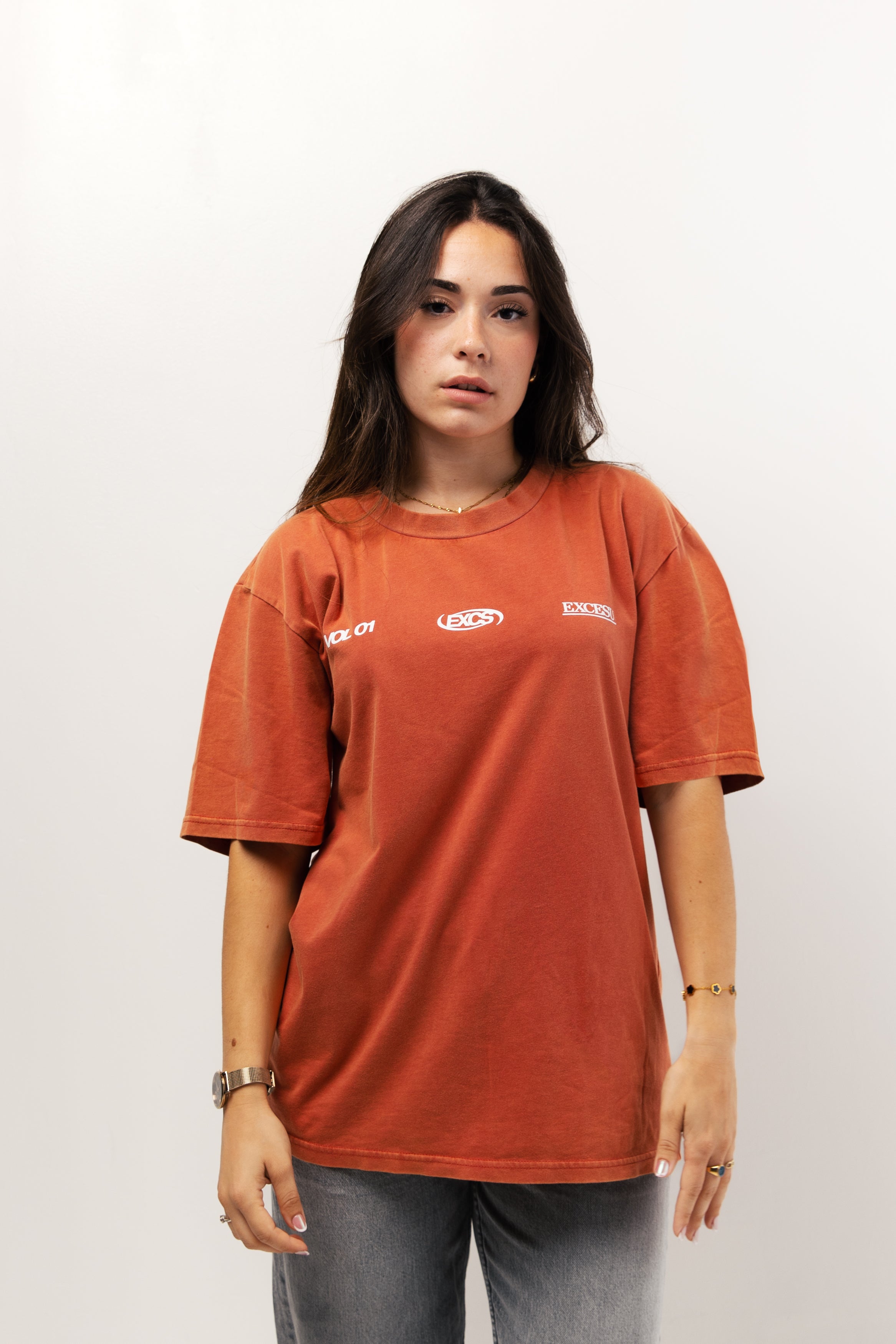 Camiseta Premium Efecto Desgastado Rojo Excesu