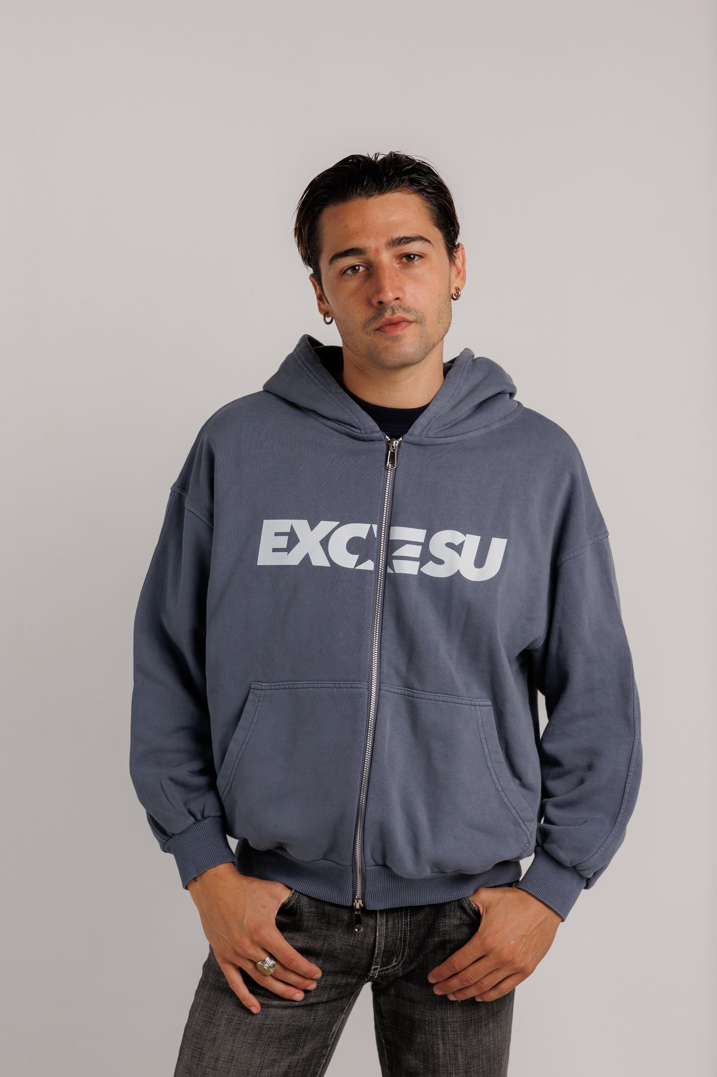 Navy Washed Stars Zip-Up