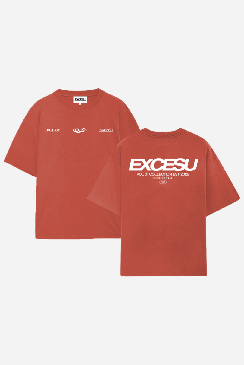 Camiseta Premium Efecto Desgastado Rojo Excesu