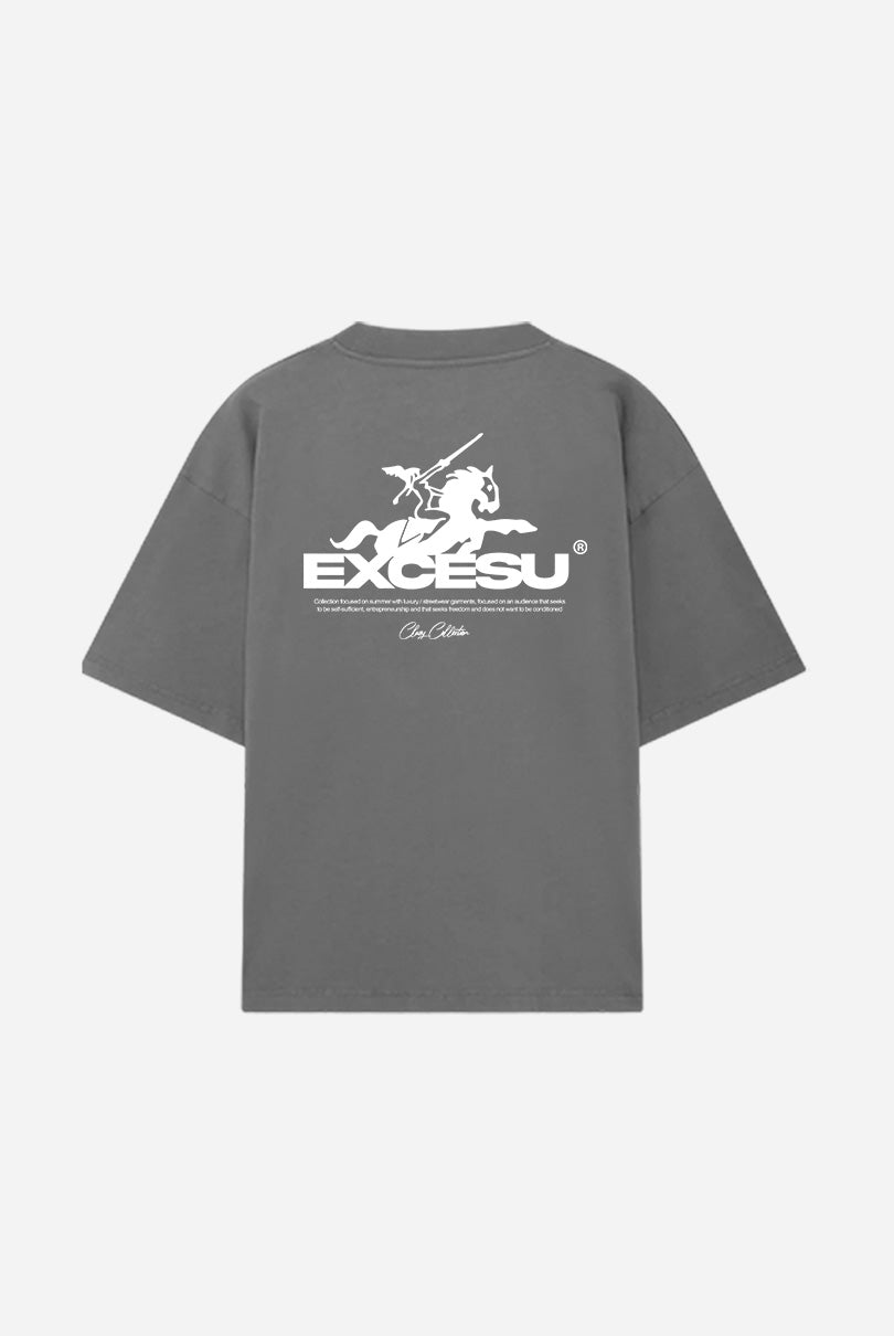 Camiseta Horse Gris Oversized Excesu