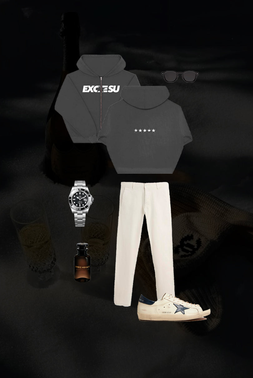 Dark Grey Washed Stars Zip-Up