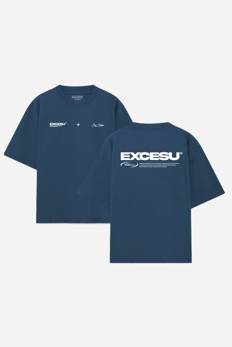 Camiseta Azul Índigo Star Oversized Excesu